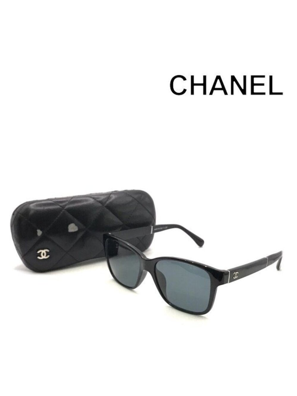 Chanel CC Logo Sunglasses Eyewear Black Silver